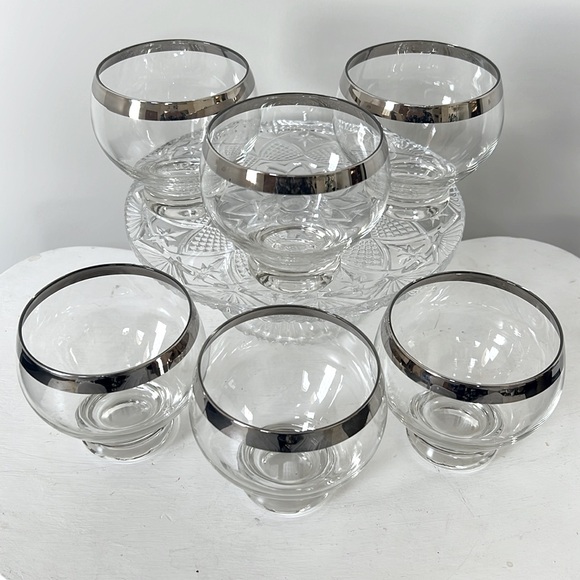 Midcentury 6 Lowball Allegro Band Cocktail Glasses - Picture 4 of 10